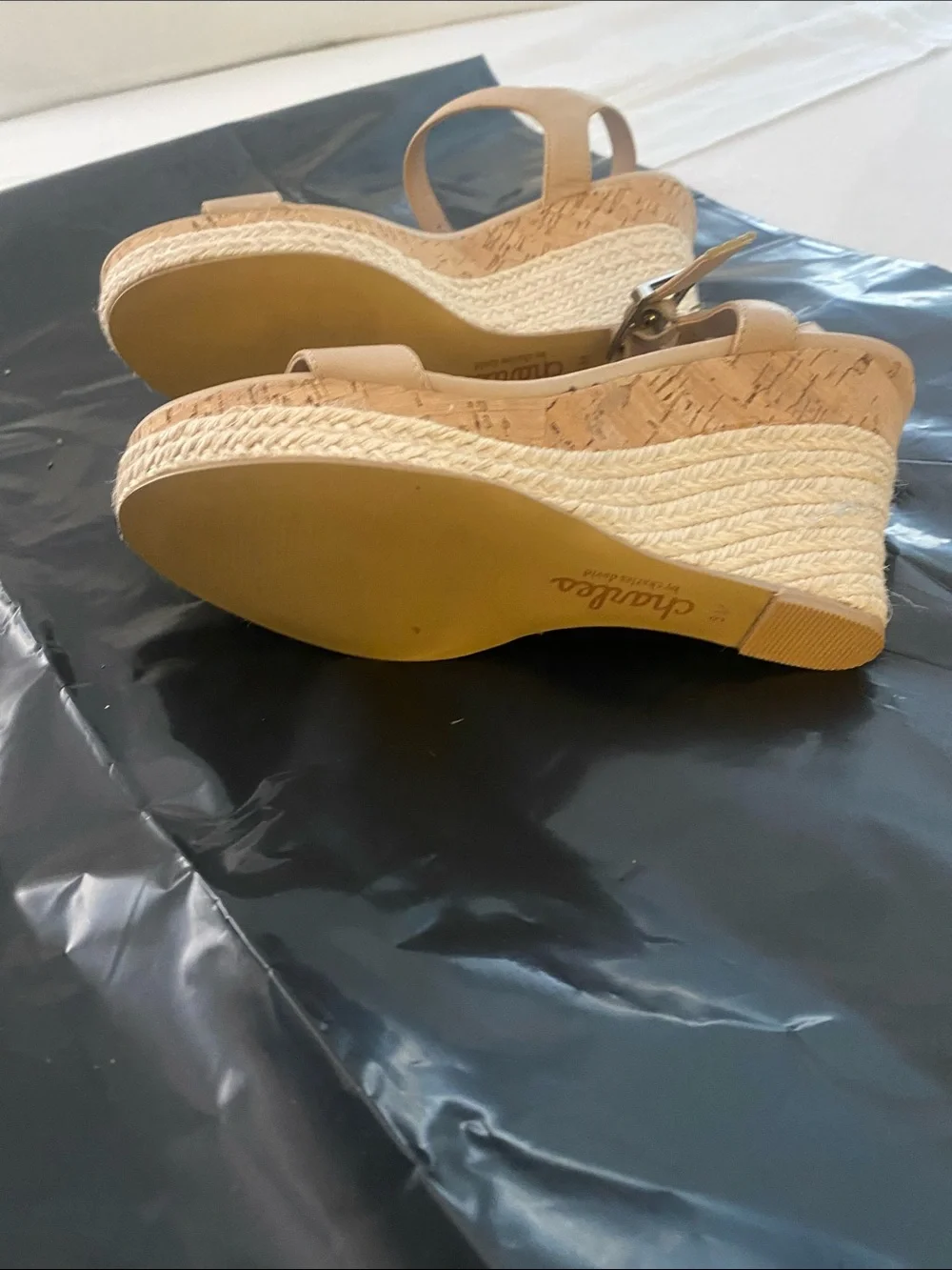 Charles By Charles David Tan Espadrille Wedge Sandals with Ankle Strap